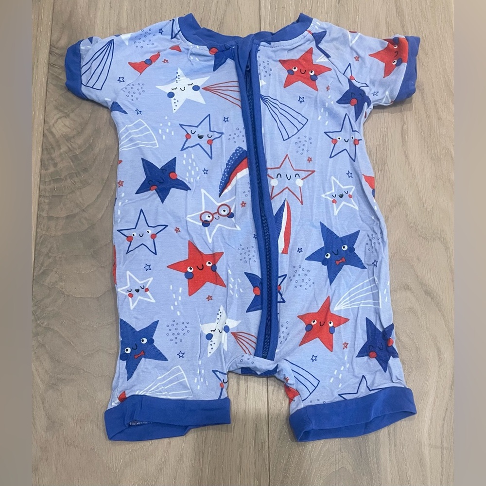 Little Sleepies Star and stripes blue shorty zippy